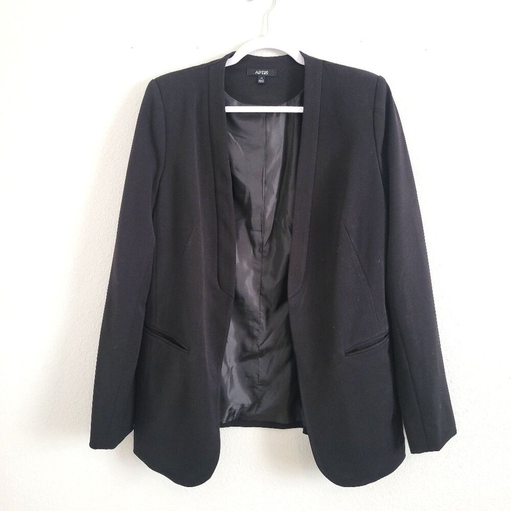 Apt 9 Womens Open Blazer Jacket Pockets Career Office Classic Black Size 12